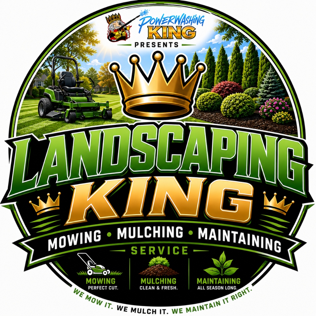 Powerwashing King Presents Landscaping King Logo